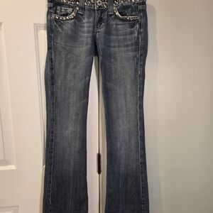 Women's Bootcut Low Rise Bedazzled Blue Jeans